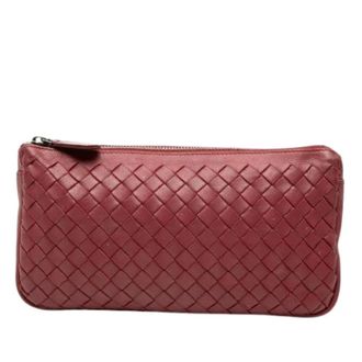 Bottega Veneta Pre-owned Clutches, female, Red, Size: ONE SIZE Pre-owned Woven Nappa Pouch