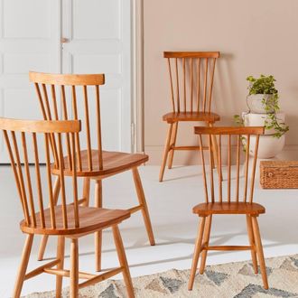 Sweeek Set Of 4 Hevea Wooden Chairs in Light Brown