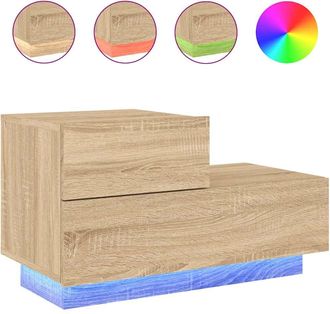 vidaXL Comodino Con Luci Led Rovere Sonoma 70x36x40,5 Cm - Vidaxl