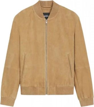 HUGO BOSS Jassen, Heren, Bruin, L, Leer, H-Muller Bomber Jacket