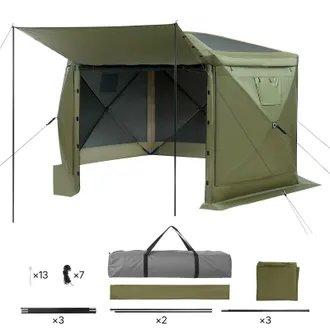Pop Up Store Gazebo Screen Tent, 12 x 12 ft Large 6-Sided Camping Canopy Tent with Removable Top & Carry Bag, Quick-Set & Bite-Proof, Screen House Sun Shelter for 