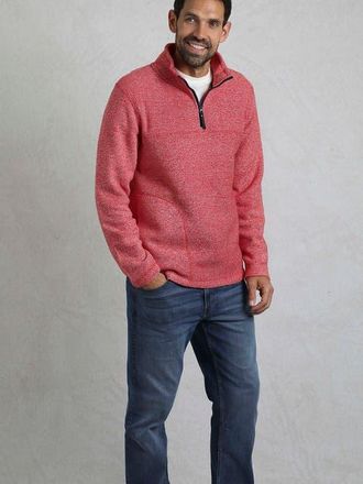Weird Fish Laramie 1/4 Zip Snow Marl Fleece in Tango Red at Nordstrom, Size Xx-Large
