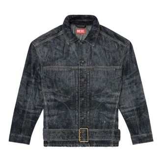 Diesel Giacca in denim stile biker - - Jackets - Uomo - Nero - L
