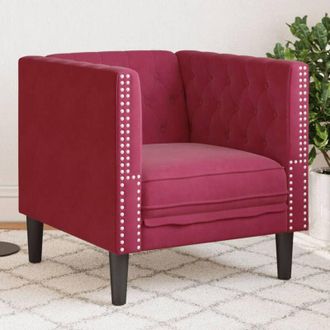 vidaXL Poltrona Chesterfield Rosso Vino in Velluto - Vidaxl