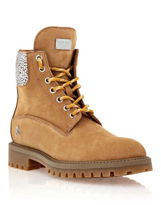Philipp Plein Nabuk Boots Low Flat Crystal The Hunter
