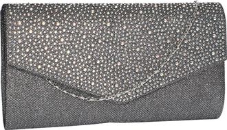 Swankyswans Womens Montary Glitter Diamante Envelope Clutch Sling Bag, Grey (Grey), 3x14x27 cm W x H L UK