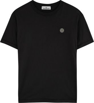 Stone Island Logo Cotton T-shirt - Black - XL