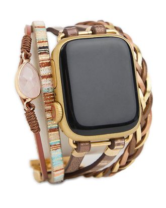 Saachi Saachi Stainless Steel Bohemian Leather Apple Watch Band