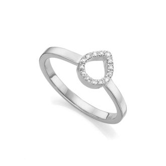 Monica Vinader Naida Diamond Mini Lotus Open Ring, Sterling Silver