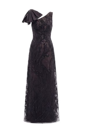 Saiid Kobeisy Asymmetrical Embroidered Dress With Bow