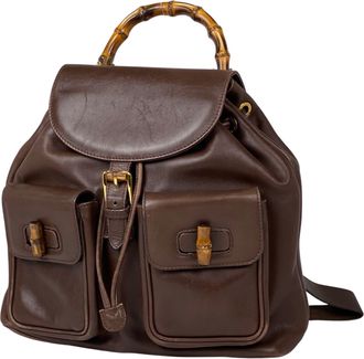 Gucci Brown Leather Backpack (Pre-Owned)