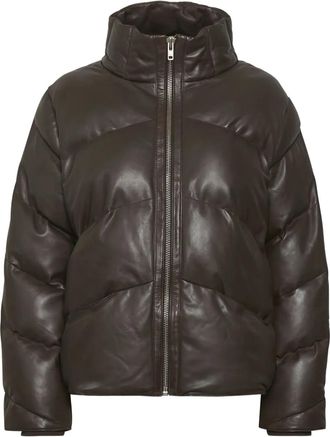 Gestuz Giacca trapuntata in pelle - Marrone
