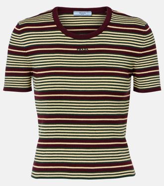Prada Striped cotton-blend T-shirt
