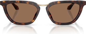 Armani 54mm Butterfly Sunglasses in Havana /Dark Brown at Nordstrom