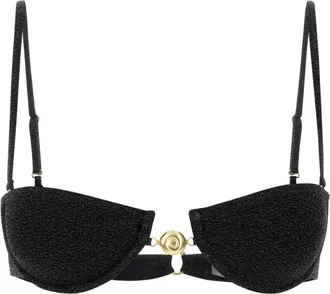 Reina Olga Black stretch nylon Hommond bikini top