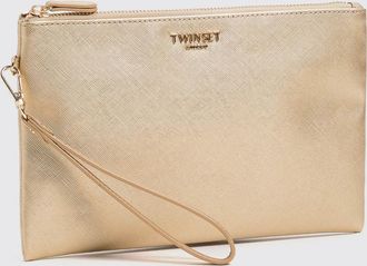 Twinset Saffiano Faux Leather Envelope Clutch with Wrist Strap