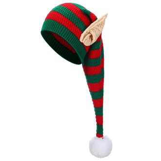 Generic Long Knitted Santa Hat with Ears for Adults Festive Christmas Style Headwear Warm Winter Crochet Cap (Green, One Size)
