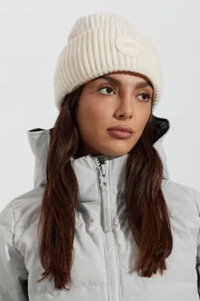 Canada Goose Wool Beanie With Logo Patch, Unisex, Cream