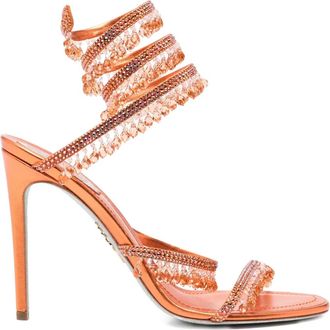 Rene Caovilla 100mm Chandelier sandals - women - Viscose/Leather/Leather/Silk - 42 - Orange