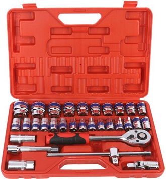 No Brand Juego De Llaves De Vaso - Juego De 32 Piezas Para Reparaci&oacute;n De Autom&oacute;viles, Juego De Herramientas De Reparaci&oacute;n Y Construcci&oacute;n Con Llaves De Vaso