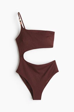 H&M Padded-cup High Leg Swimsuit in Dark Brown at Nordstrom, Size X-Small