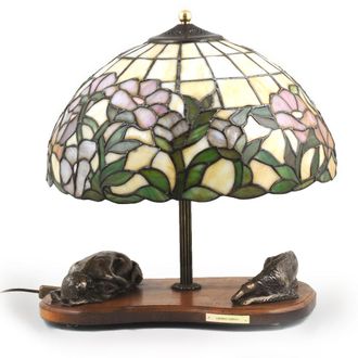 OEM Galgo Ruso Borzoi, Borzoi, Barzoi: L&aacute;mpara Con Pantalla De Cristal De Colores, L&aacute;mpara De Mesa Con Figura De Perro, Dise&ntilde;o Interior Retro De Art-dog