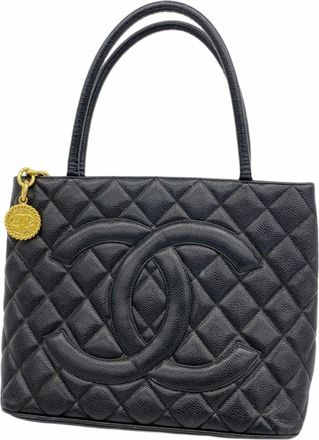 Chanel Black Grained Calfskin Tote Bag (Pre-Owned)