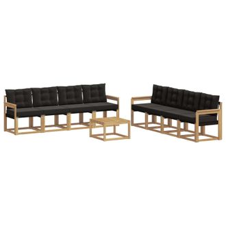 vidaXL Conjunto De Sof&aacute;s De Exterior Con Coj&iacute;n 9 Pcs Blanco Y Negro Vidaxl