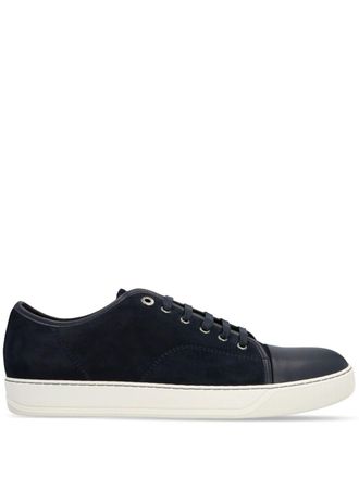Lanvin Navy Blue Calf Suede Lace-Up Sneakers