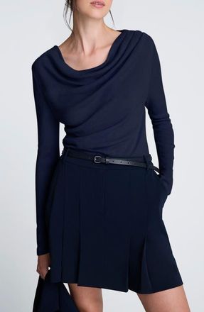Kenneth Cole Asymmetric Drape Sweater in Dark Navy at Nordstrom, Size Large