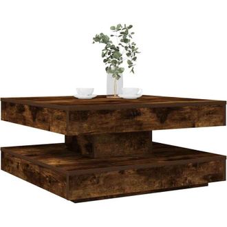 vidaXL Mesa De Centro Giratoria 360 Grados Roble Ahumado 70x70x34,5 Cm Vidaxl