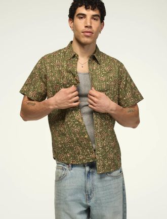 Lucky Brand Mens Short Sleeve San Gabriel Printed Shirt