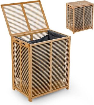 Costway Costway Cesto De Lavander&iacute;a 80 L, Cesto De La Ropa Sucia Con Tapa Y Empu&ntilde;aduras, Organizador Bolsa Removible