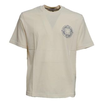 Stone Island T-Shirts, male, White, Size: S Crewneck T-Shirt