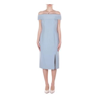 Ralph Lauren Off-shoulder Jurk met Splitdetail - Dames - Casual kleedjes - Blauw - M - Polyester - Kleedjes