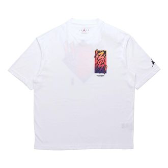Nike Jordan Air Jordan Dri-FIT Zion Basketball Sports Printing Knit Round Neck Short Sleeve White DH0593-100