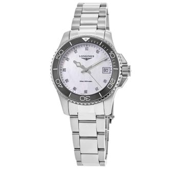 Longines HydroConquest Quartz Mother of Pearl Diamond Dial Steel Womens Watch L3.370.4.87.6