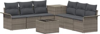 vidaXL Juego De Sof&aacute; 8 Uds. Gris Y Gris Oscuro Rat&aacute;n Sint&eacute;tico Y Acero Vidaxl
