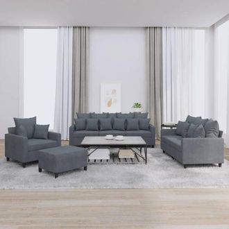 vidaXL Juego De Sof&aacute;s Con Cojines 4 Piezas Terciopelo Gris Oscuro Vidaxl