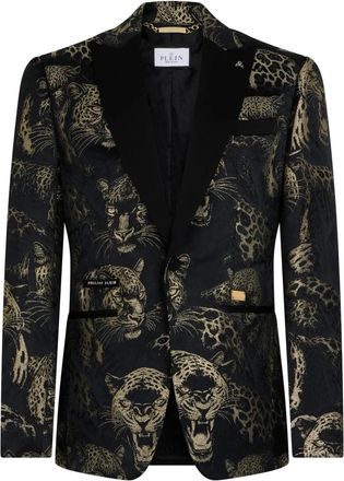 Philipp Plein Blazer Leopard - Heren - Blazers - Veelkleurig - 4XL - Polyester - Jassen