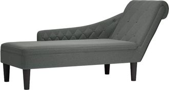 vidaXL Sdraio con Cuscino e Bracciolo Destro in Tessuto Grigio Scuro - Vidaxl