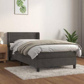 vidaXL Vidaxl - Cama Box Spring Con Colch&oacute;n Terciopelo Gris Oscuro 90x200 Cm