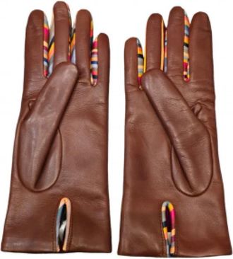 Paul Smith W1A 461E Ag 931 62 Lederen Handschoenen - Dames - Handschoenen - Bruin - S - Leer - Accessoires