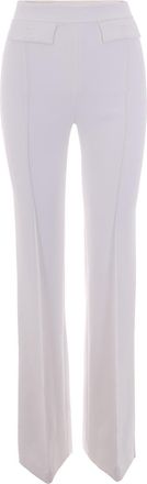 Elisabetta Franchi Double Crepe Stretch Pants With Distinct Side Slits And Logo Charm