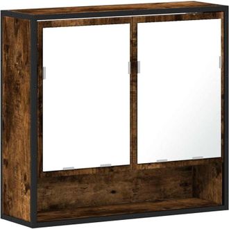 vidaXL Armario Con Espejo Ba&ntilde;o Madera Roble Ahumado 65x20x60 Cm Vidaxl