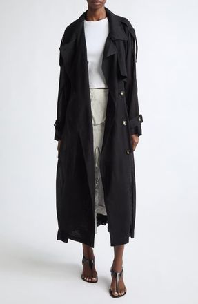 Proenza Schouler Esha Sheer Wool Trench Coat in Black at Nordstrom, Size Medium