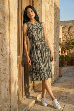 Roman Abstract Print Panel Detail Dress