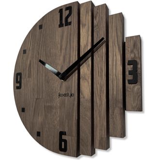 OEM Reloj De Pared De Madera Asim&eacute;trico De 30 Cm, Color Roble Marr&oacute;n