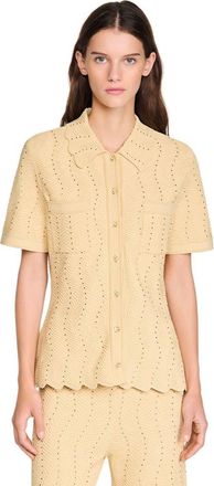 Sandro Rhinestone cardigan in Gold at Nordstrom, Size X-Small