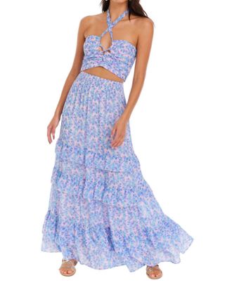Allison New York Vivian Maxi Skirt In Purple Floral